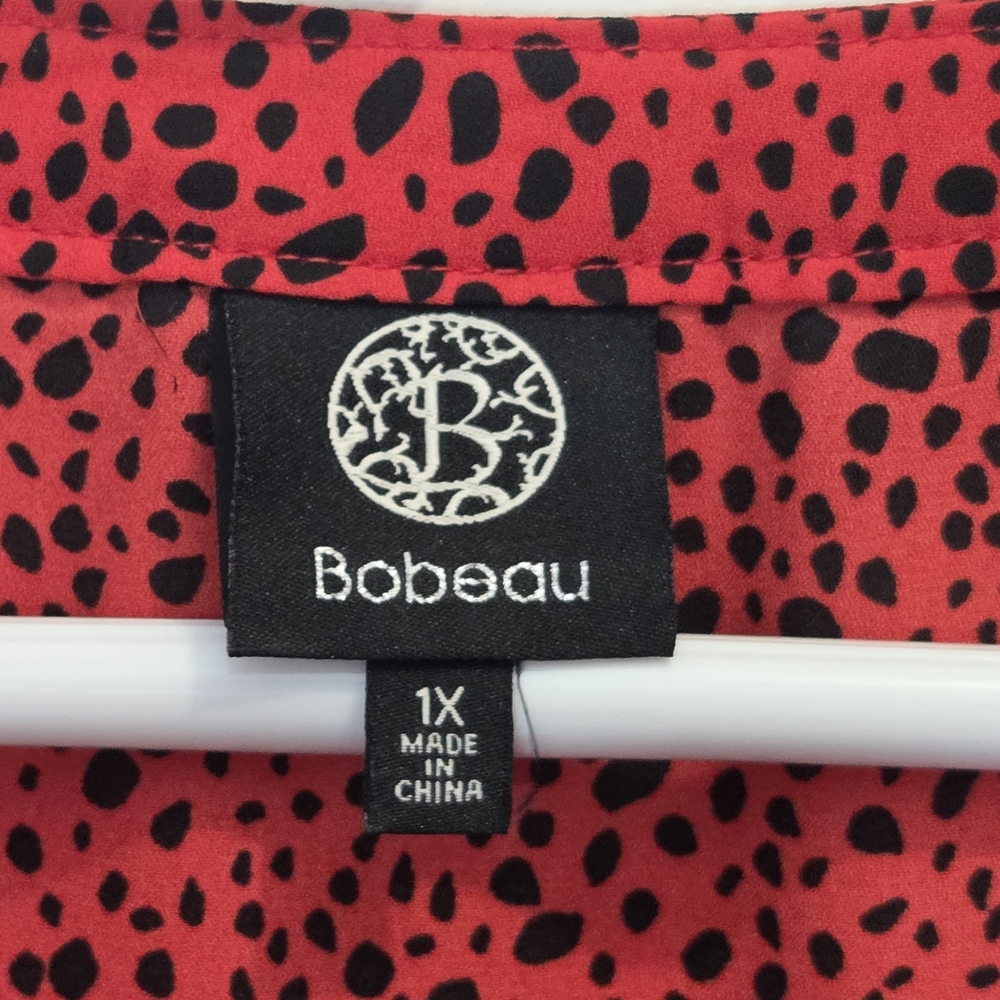 bobeau Red Leopard-Print Button Front Blouse - image 5